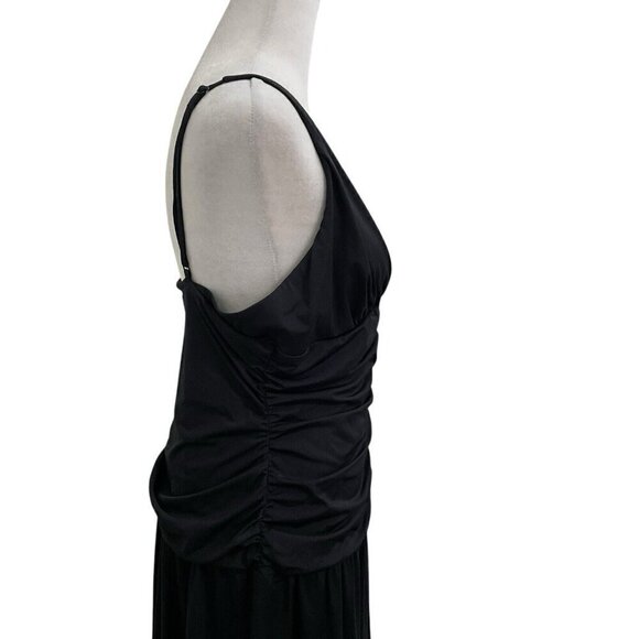 Aritzia TEN Rouched Stretch Jersey Fit and Flare Dress Black size Large - Picture 5 of 10